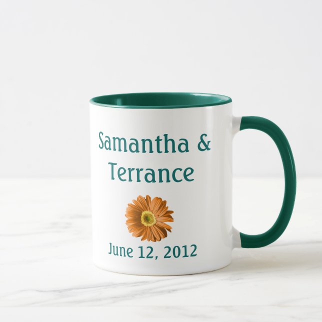 Orange Daisy Flower Customisable Mug (Right)