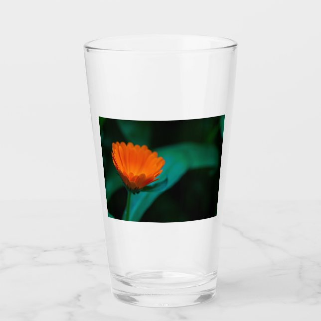 Orange daisy flower glass (Front)