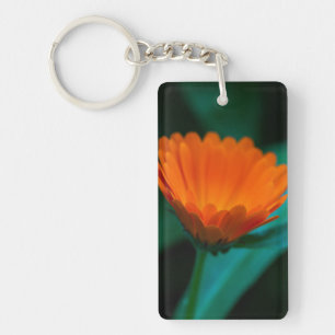 Orange daisy flower key ring