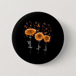 Orange Daisy Flower Leukaemia Awareness 6 Cm Round Badge