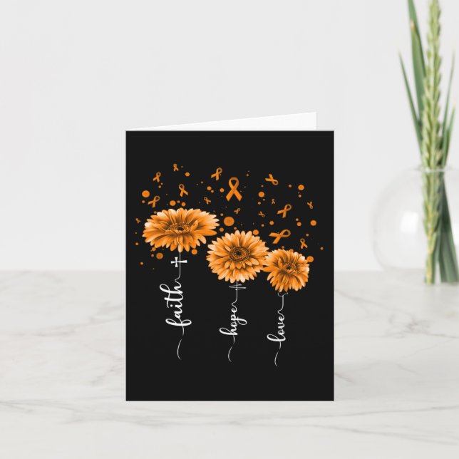 Orange Daisy Flower Leukaemia Awareness  Card (Front)