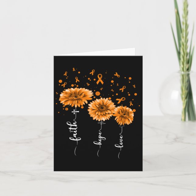 Orange Daisy Flower Leukaemia Awareness  Card (Front)