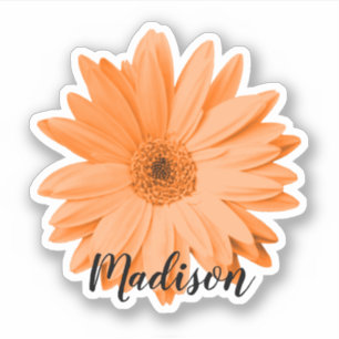 Orange Daisy Flower Name Sticker