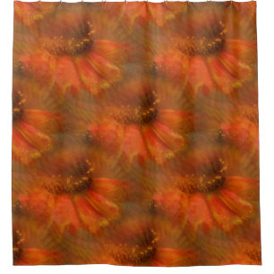 Orange Daisy Flower Nature Art Pattern  Shower Curtain