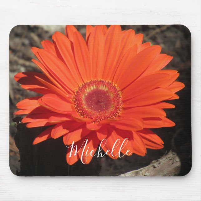 Orange Daisy Flower Photo Name  Mouse Mat (Front)