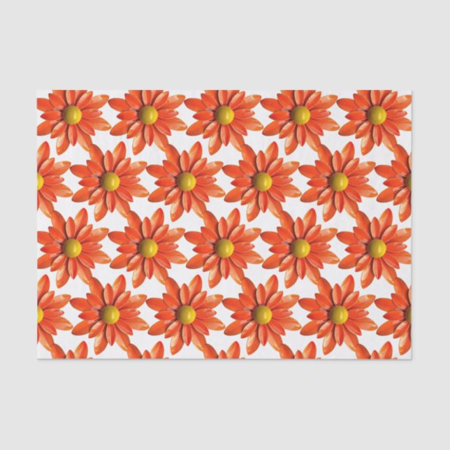 Orange Daisy Flower - Spring Summer Shower Wedding Tissue Paper (Front)