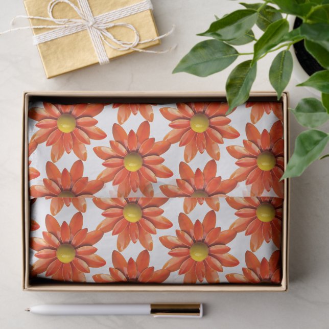 Orange Daisy Flower - Spring Summer Shower Wedding Tissue Paper (Gift)