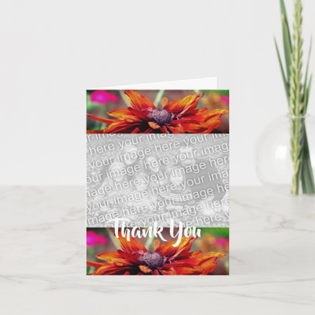 Orange Daisy Flower Thank You Photo Card (Front)