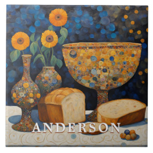 Orange Daisy Flower Vase Still Life Tile