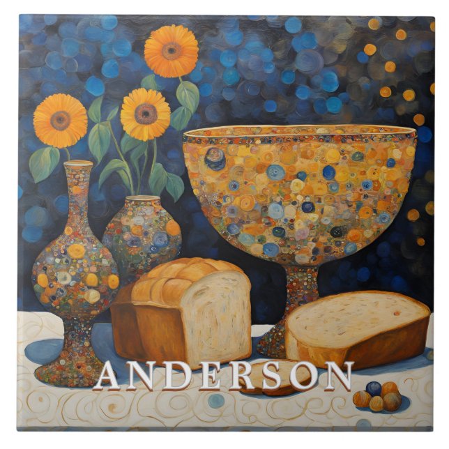 Orange Daisy Flower Vase Still Life Tile (Front)