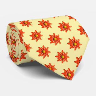 Orange Daisy Flowers Fashion Butter Yellow Trendy Tie