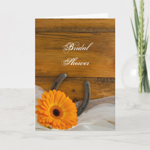 Orange Daisy Horseshoe Bridal Shower Invitation