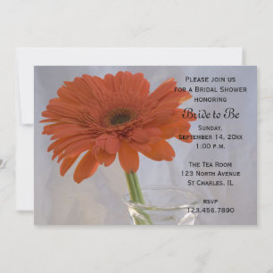Orange Daisy in Vase Bridal Shower Invitation