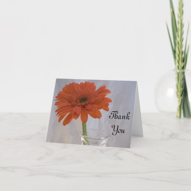 Orange Daisy in Vase Thank You Card (Front)