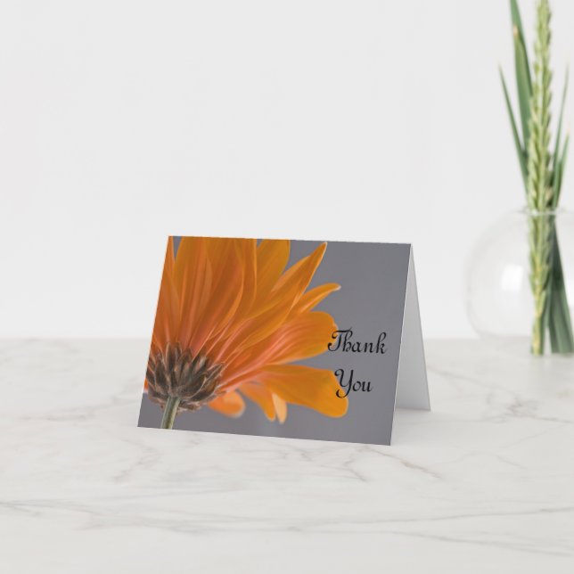 Orange Daisy on Grey Wedding Bridesmaid Thank You (Front)