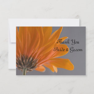 Orange Daisy on Grey Wedding Flat Thank You Notes