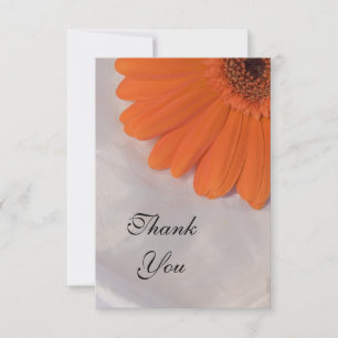 Orange Daisy on White Satin Flat Thank You Notes