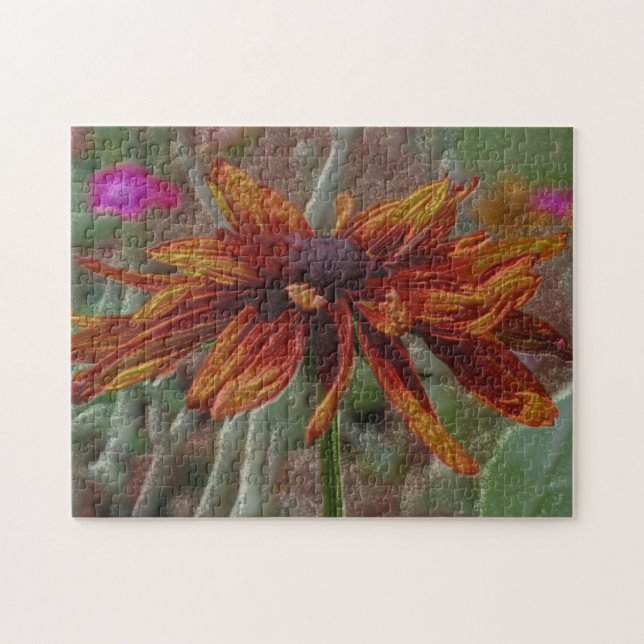 Orange Daisy Pencil Flower Art  Jigsaw Puzzle (Horizontal)