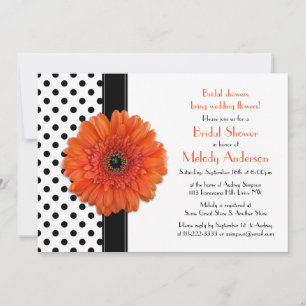 Orange Daisy Polka Dot Bridal Shower Invitation