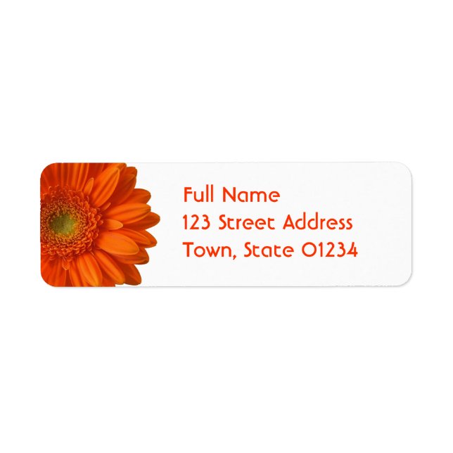 Orange Daisy Return Address Mailing Label (Front)