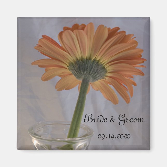 Orange Daisy Wedding Magnet (Front)