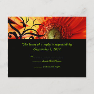 Orange Daisy Wedding RSVP Card