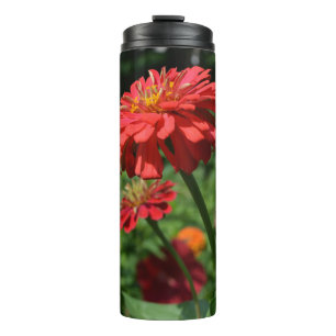 Orange daisy, zinnia, cosmo, sunflower garden thermal tumbler