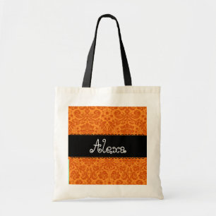 Orange Damask Bridesmaid or Bride Tote Bag