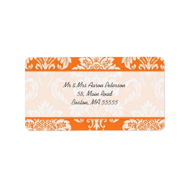Orange Damask Customisable Address Labels (Front)