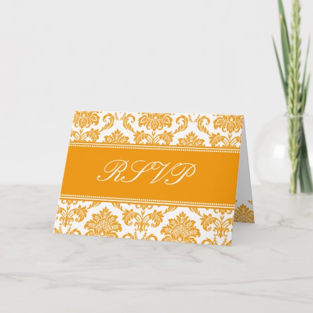 Orange Damask RSVP Card (Front)