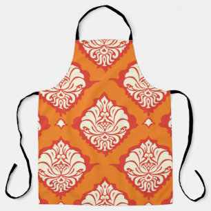 Orange damask wallpaper: floral seamless. apron
