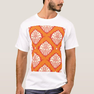 Orange damask wallpaper: floral seamless. T-Shirt
