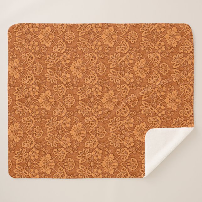 Orange Damask Wallpaper Pattern  Sherpa Blanket (Front (Horizontal))