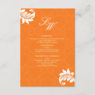 Orange Damask Wedding Enclosure Card