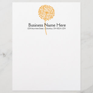 Orange Dandelion Flower Letterhead Design