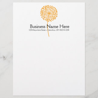 Orange Dandelion Flower Letterhead Design