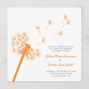 Orange Dandelion Wedding Invitation
