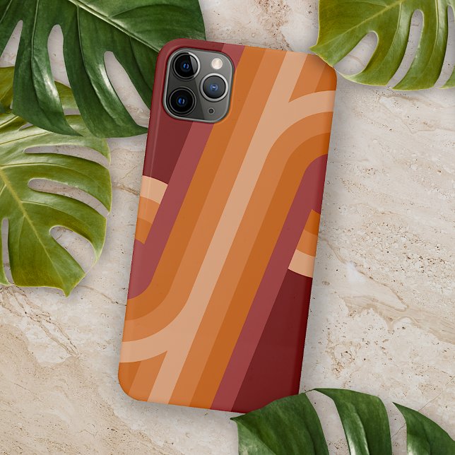 Orange Dark Maroon Red Retro Art Pattern iPhone Case (Creator Uploaded)