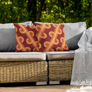 Orange Dark Maroon Red Retro Circles Art Pattern Cushion
