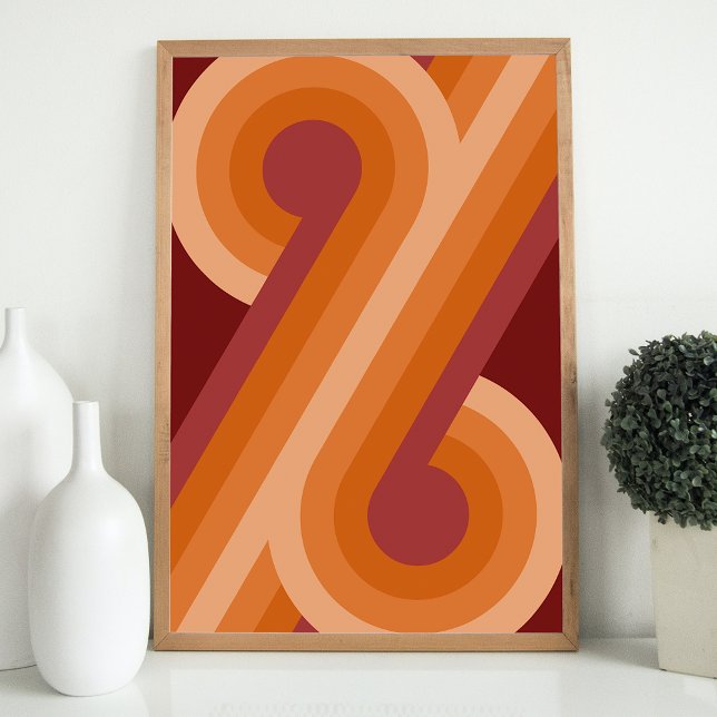 Orange Dark Maroon Red Retro Circles Art Pattern Poster (Creator Uploaded)