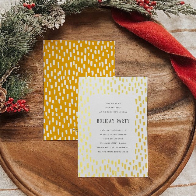Orange Dashingly Golden Holiday Party Gold (Orange Dashingly Golden Holiday Party Gold Foil Invitation)