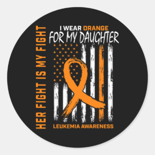Orange Daughter Leukaemia Cancer Awareness America Classic Round Sticker