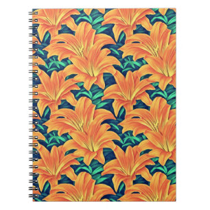 Orange Day Lilies with Green Leaves Notebook