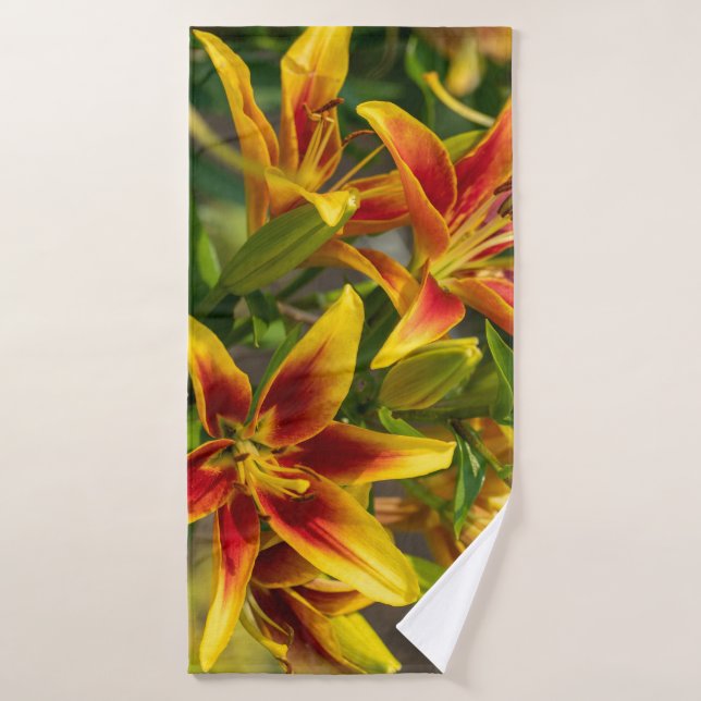 Orange Daylily Art, Canadian Photography Bath Towel Set (Bath Towel)