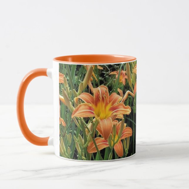 Orange Daylily Flower Garden Floral Coffee Mug (Left)