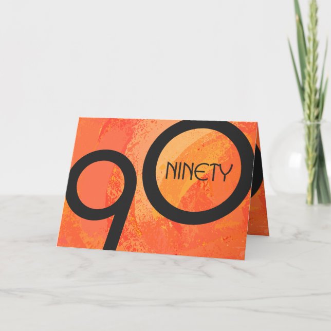 Orange Decade 90th Birthday Card (Front)