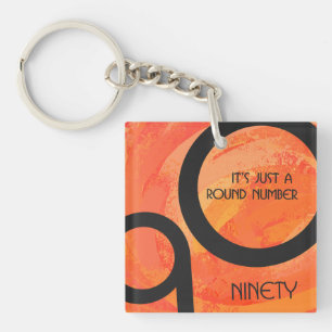 Orange Decade 90th Birthday Key Ring