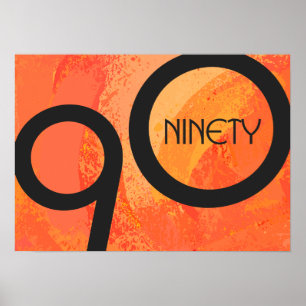 Orange Decade 90th Birthday Poster