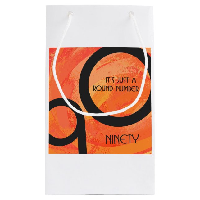 Orange Decade 90th Birthday Small Gift Bag (Back)