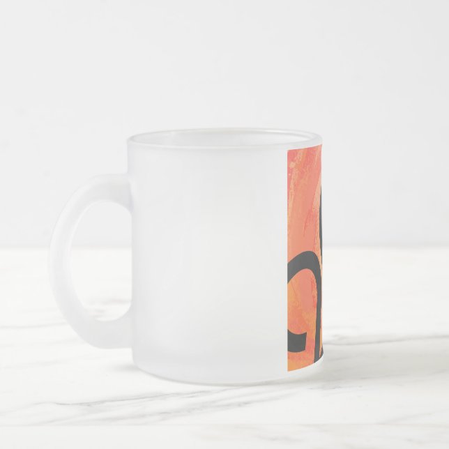 Orange Decade Birthdday Frosted Glass Coffee Mug (Left)